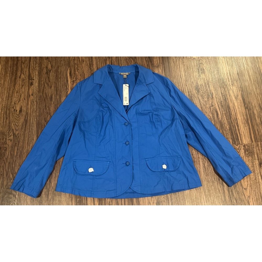 Spanner Collar Jacket Womens Plus Size W22 Stretch Cotton 3 Buttons Cosmic Blue